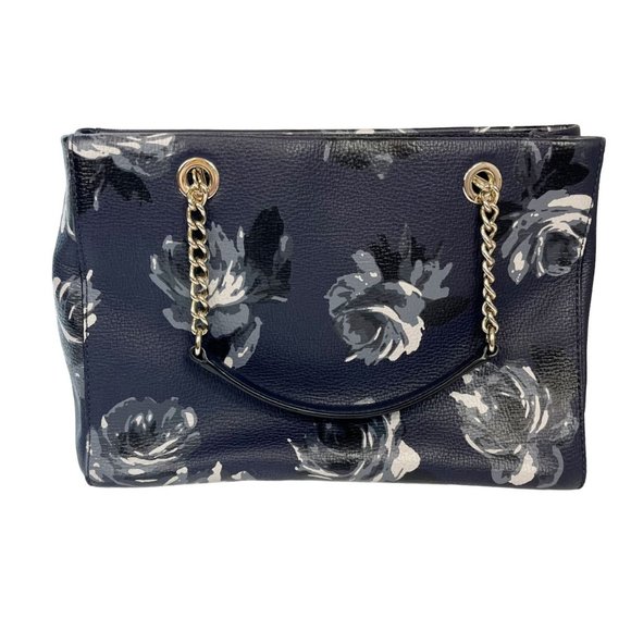 Kate Spade Briar Lane Night Rose Meena Satchel Leather Crossbody Bag Navy Floral - Picture 2 of 13